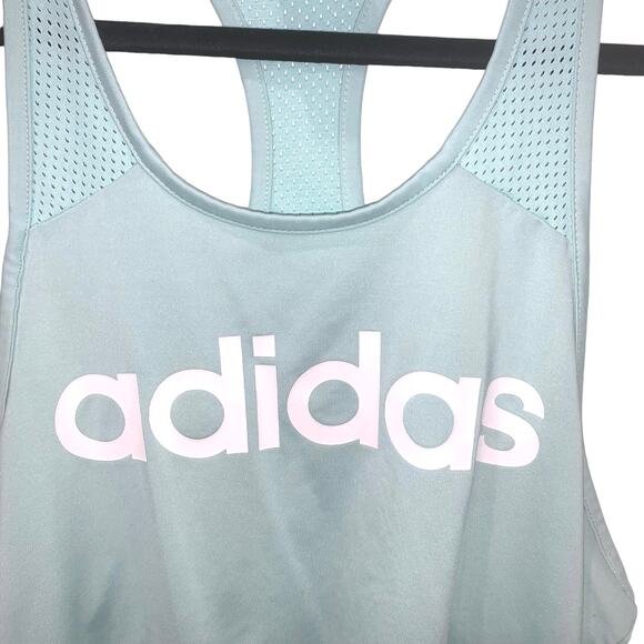 Adidas Women’s Light Blue Racerback Tank Top – Mesh Back, Athletic Fit, Size M - Picture 4 of 6